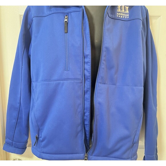 NWT Antigua Traverse Mens S Softshell Jacket Blue Full Zip Water Resistant Logo - Picture 3 of 16